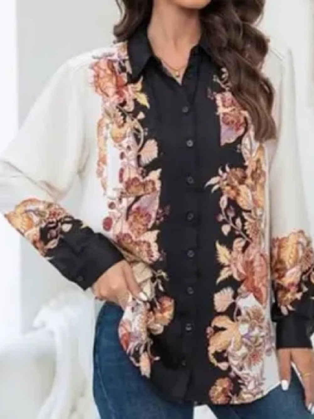 Anthropologie Brielle Relaxed Floral Button Down Blouse